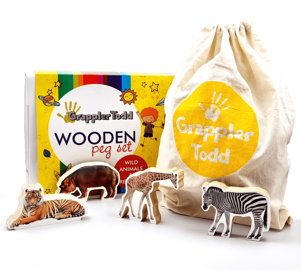 GrapplerTodd - Wooden Wild Animals & Reptiles Toy Set